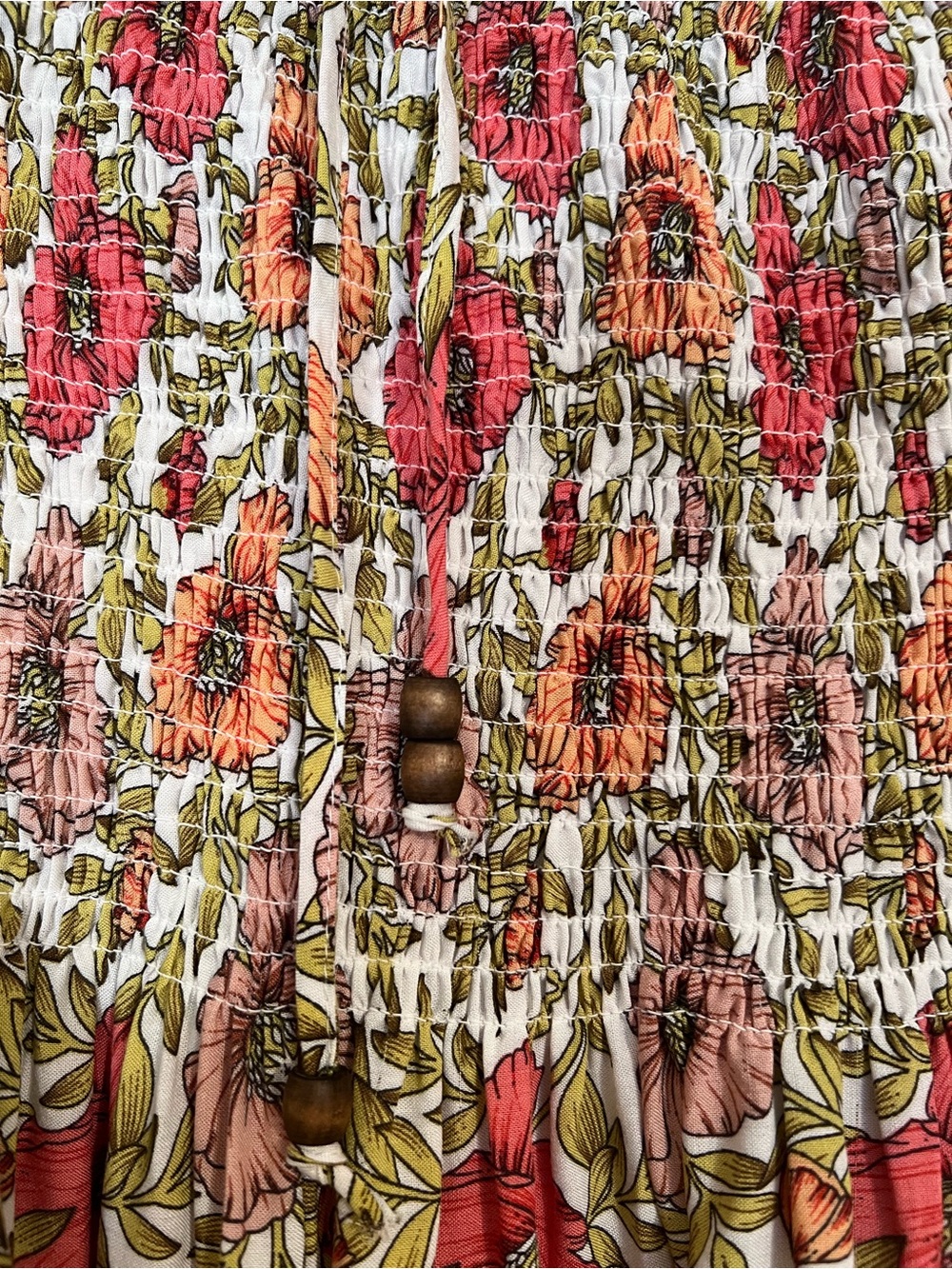 cupcakes & cashmere Floral Smocked Top in White, Coral, Orange and Olive